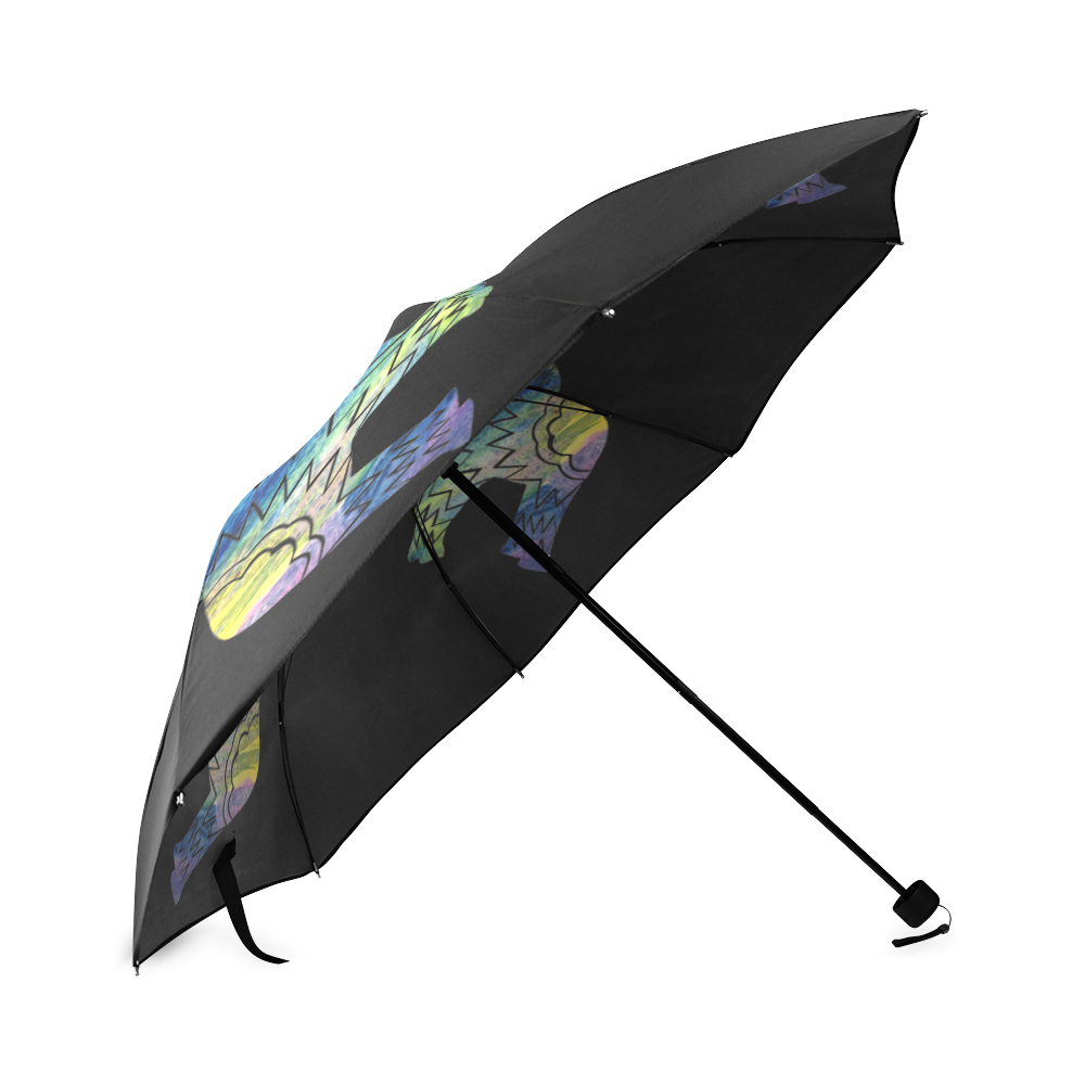 Patchwork Elephant Black Umbrella Foldable Umbrella (Model U01)