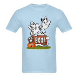 Halloween Ghosts, Owl and Pumpkin / Blue Sunny Men's T- shirt (Model T06)