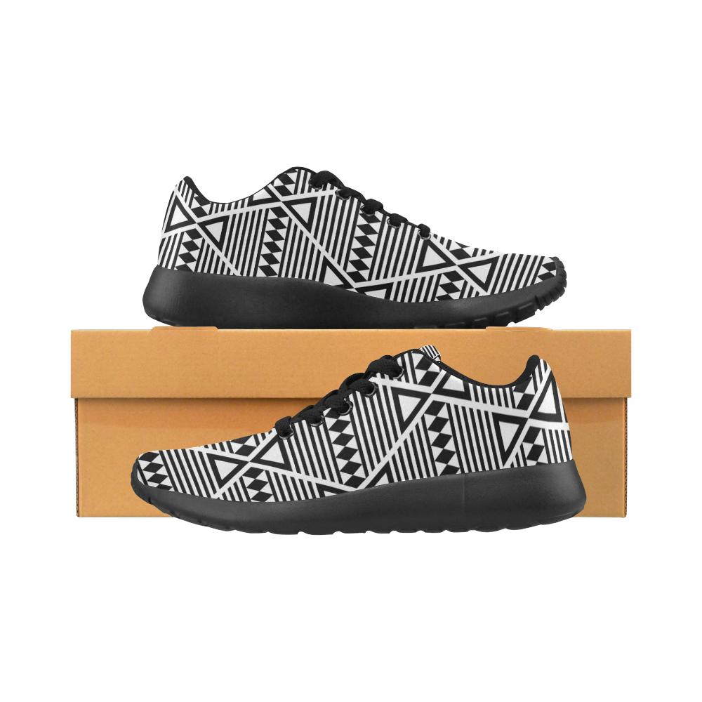 Black Aztec Tribal Women’s Running Shoes (Model 020)
