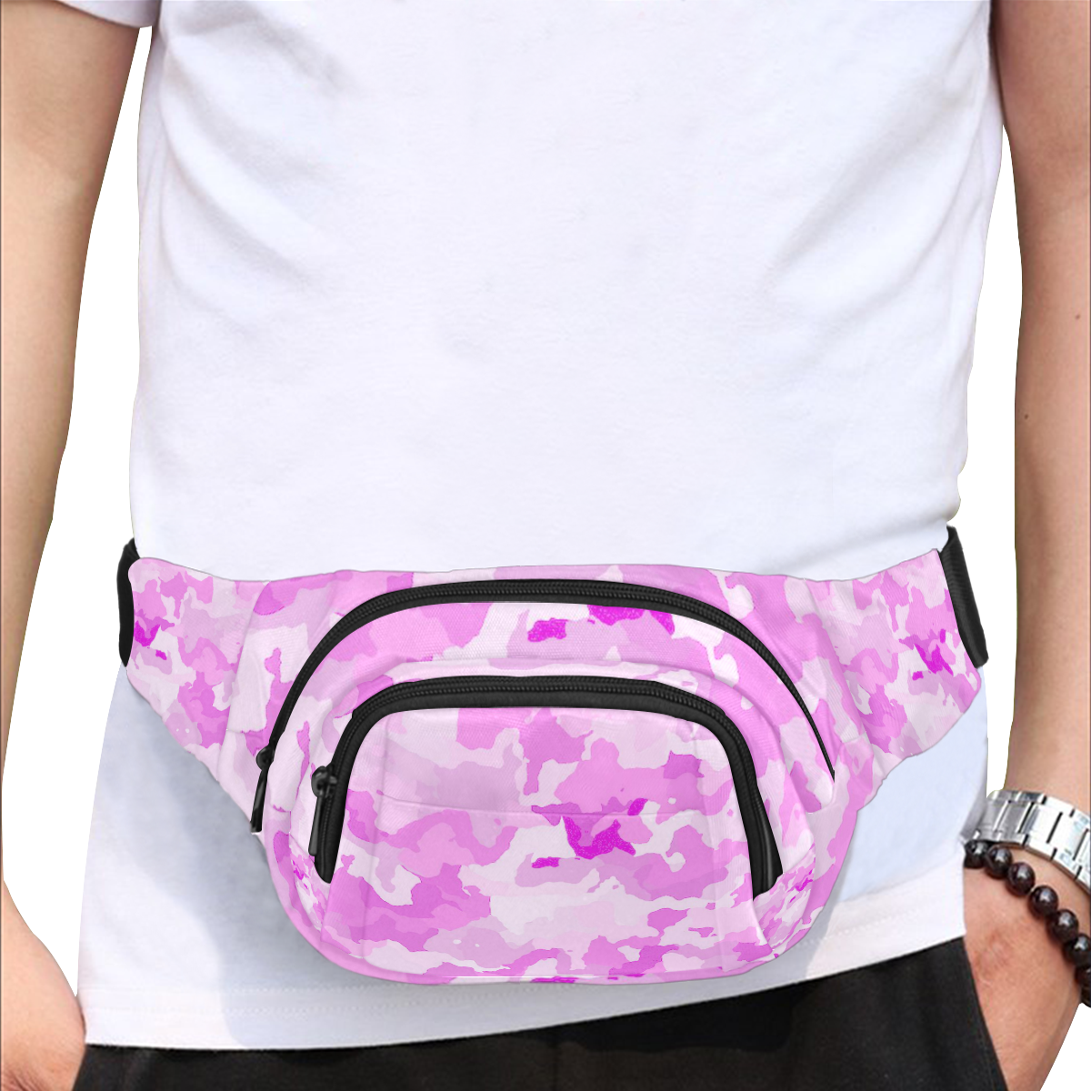 camouflage soft pink Fanny Pack/Small (Model 1677)