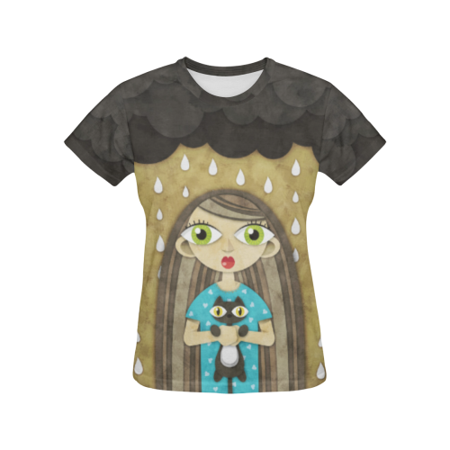 We Love Rain All Over Print T-Shirt for Women (USA Size) (Model T40)