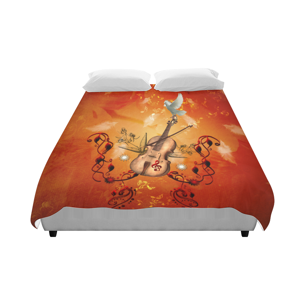 Music, violin with dove Duvet Cover 86"x70" ( All-over-print)