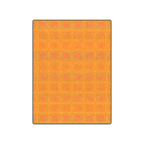Orange reddish multicolored multiple squares Blanket 50"x60"