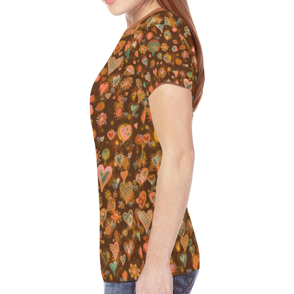 Great Love Pattern by K.Merske New All Over Print T-shirt for Women (Model T45)