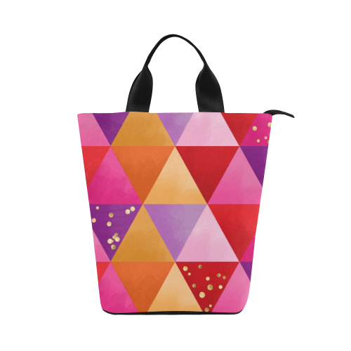 Triangle Pattern - Red Purple Pink Orange Yellow Nylon Lunch Tote Bag (Model 1670)