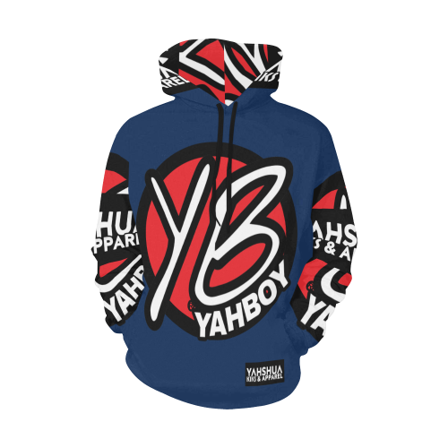 YahBoy Official Logo Blue All Over Print Hoodie for Men/Large Size (USA Size) (Model H13)