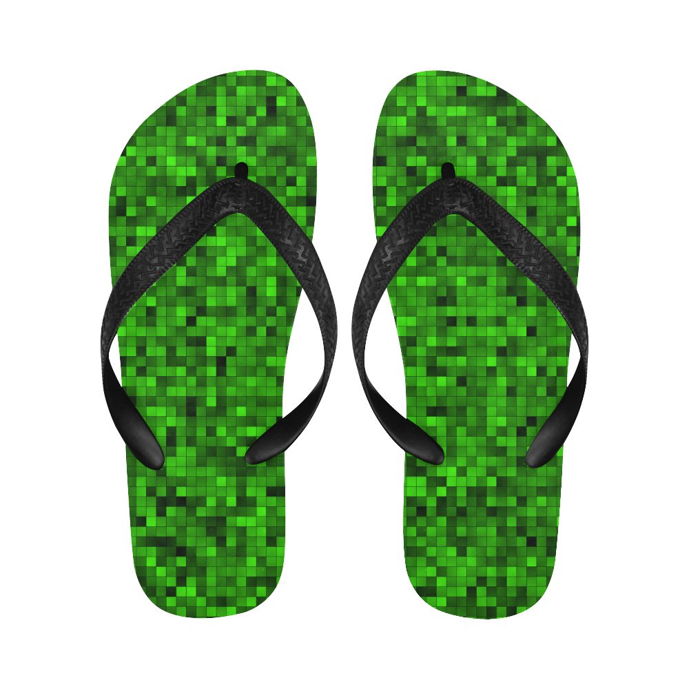 Green Mosaic Flip Flops for Men/Women (Model 040)