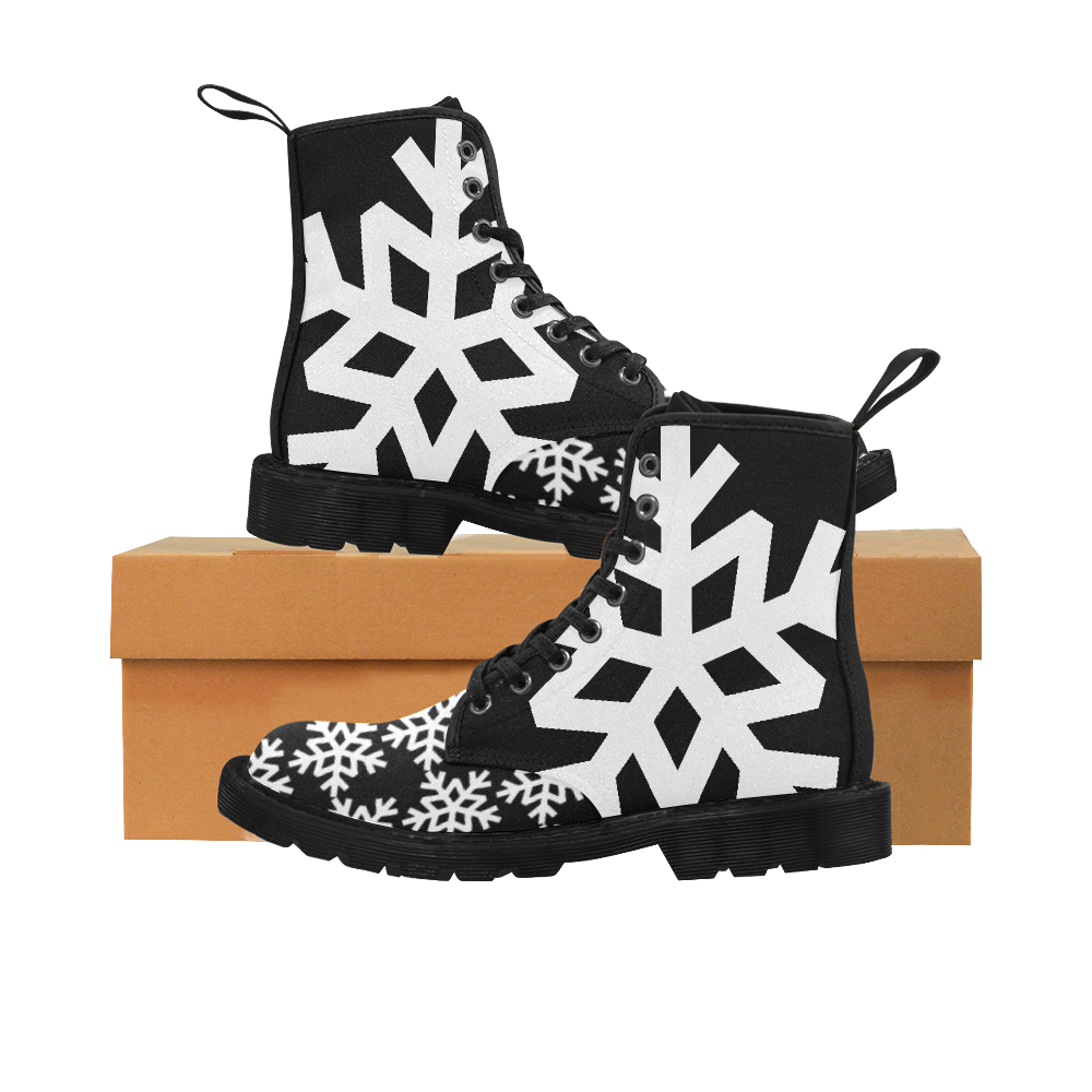 Snow Flake Martin Boots for Women (Black) (Model 1203H)