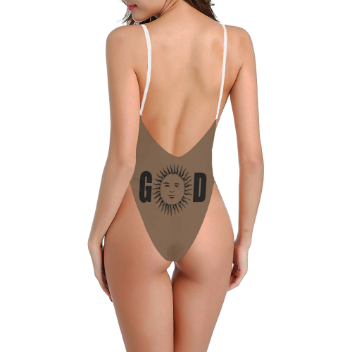 GOD One Piece Swimsuits Brown Sexy Low Back One-Piece Swimsuit (Model S09)