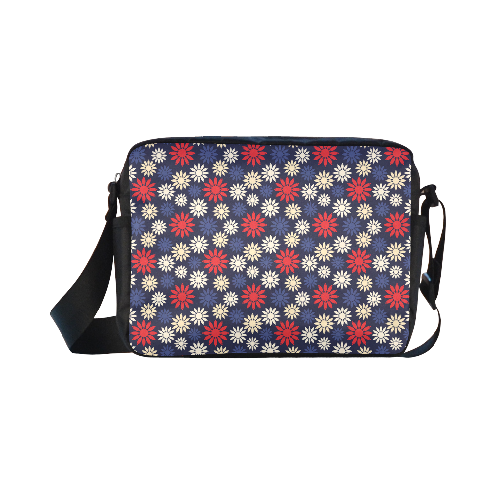 Red Symbolic Camomiles Floral Classic Cross-body Nylon Bags (Model 1632)