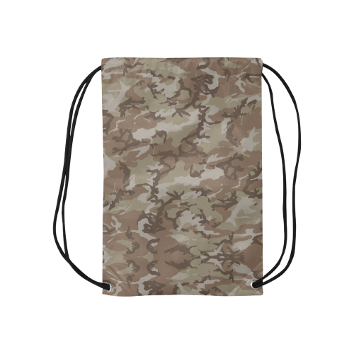 Woodland Desert Brown Camouflage Small Drawstring Bag Model 1604 (Twin Sides) 11"(W) * 17.7"(H)