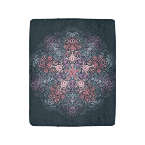 Baroque Garden Watercolor Mandala, pastels Ultra-Soft Micro Fleece Blanket 40"x50"