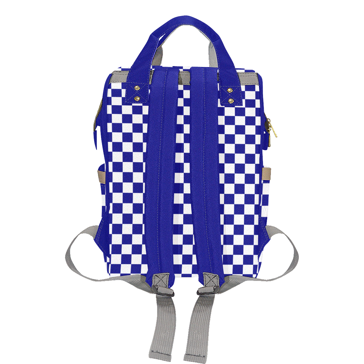 Navy and White Checkerboard Multi-Function Diaper Backpack/Diaper Bag (Model 1688)