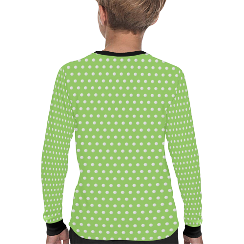 Polka Dot Pin Lime Kids' All Over Print Long Sleeve T-shirt (Model T51)