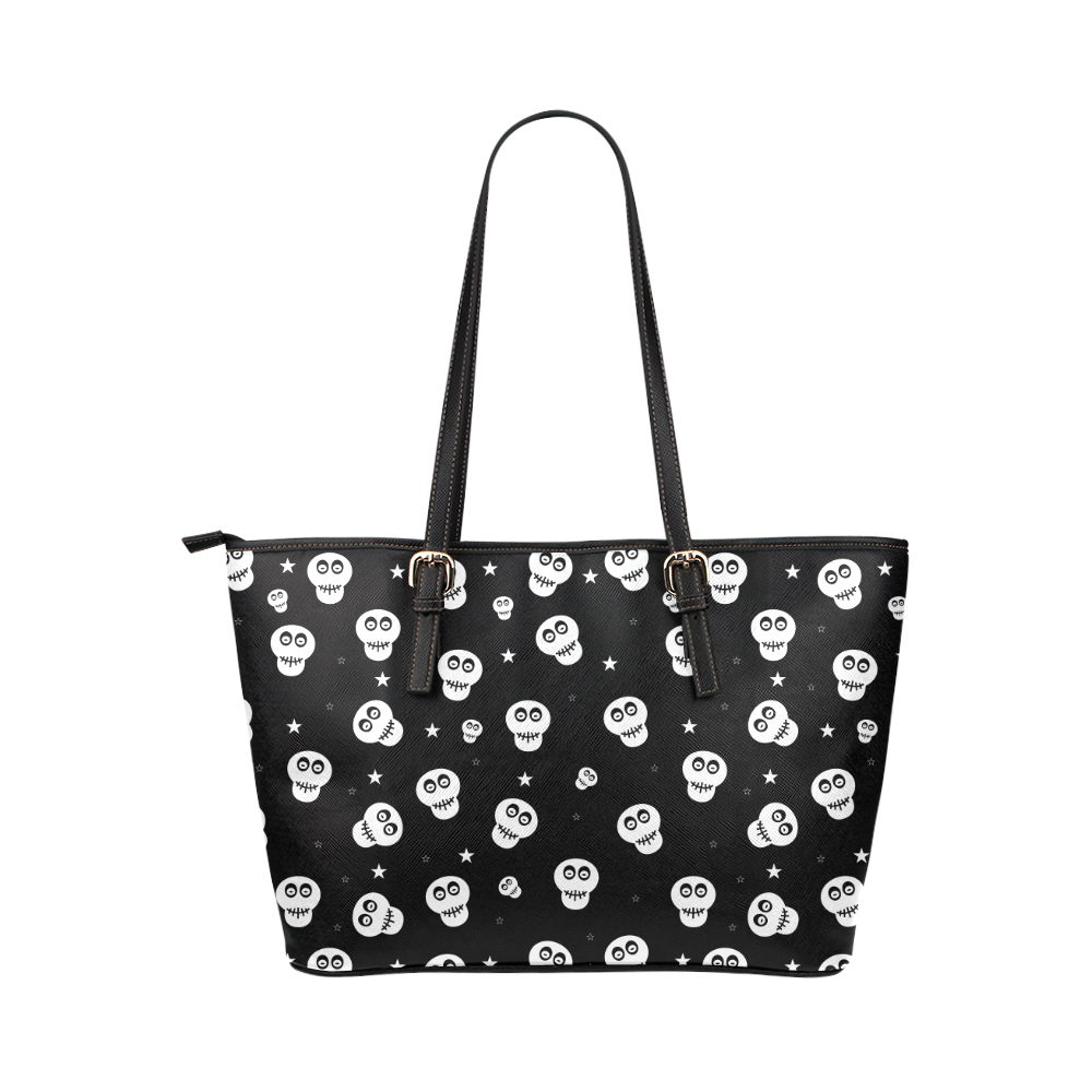 Star Skulls Leather Tote Bag/Small (Model 1651)
