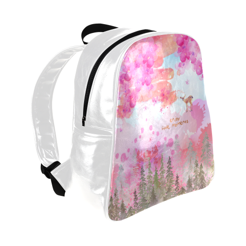 Little Deer in the Magic Pink Forest Multi-Pockets Backpack (Model 1636)