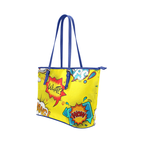 Fairlings Delight's Pop Art Collection- Comic Bubbles 53086r3 Leather Tote Bag/Small (Model 1651)