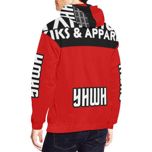 Red All Over Print Hoodie for Men (USA Size) (Model H13)