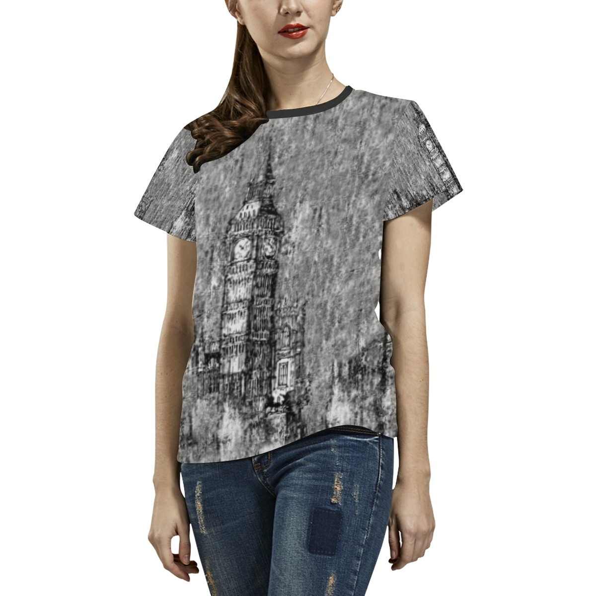 London All Over Print T-shirt for Women/Large Size (USA Size) (Model T40)