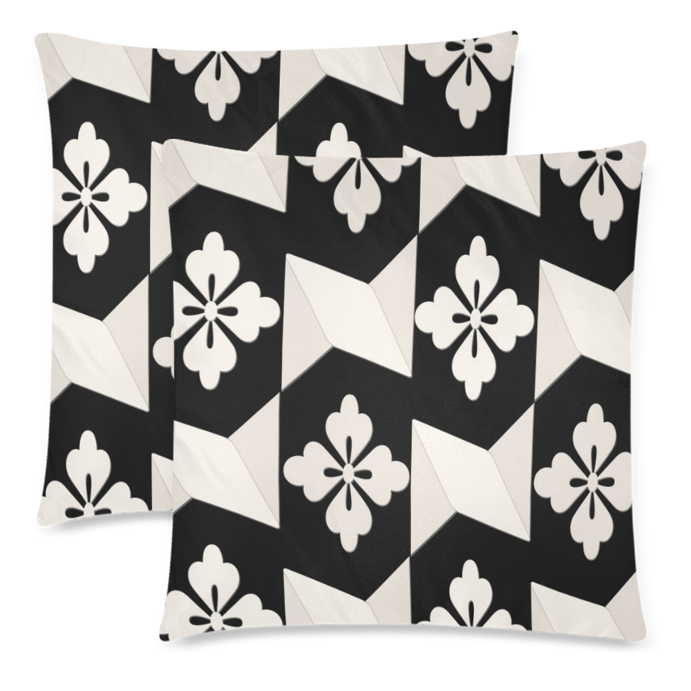 Black White Tiles Custom Zippered Pillow Cases 18"x 18" (Twin Sides) (Set of 2)
