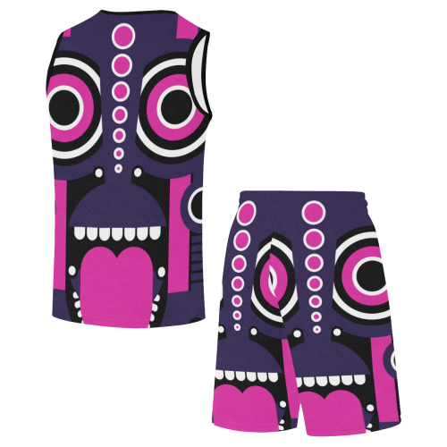Pink Purple Tiki Tribal All Over Print Basketball Uniform