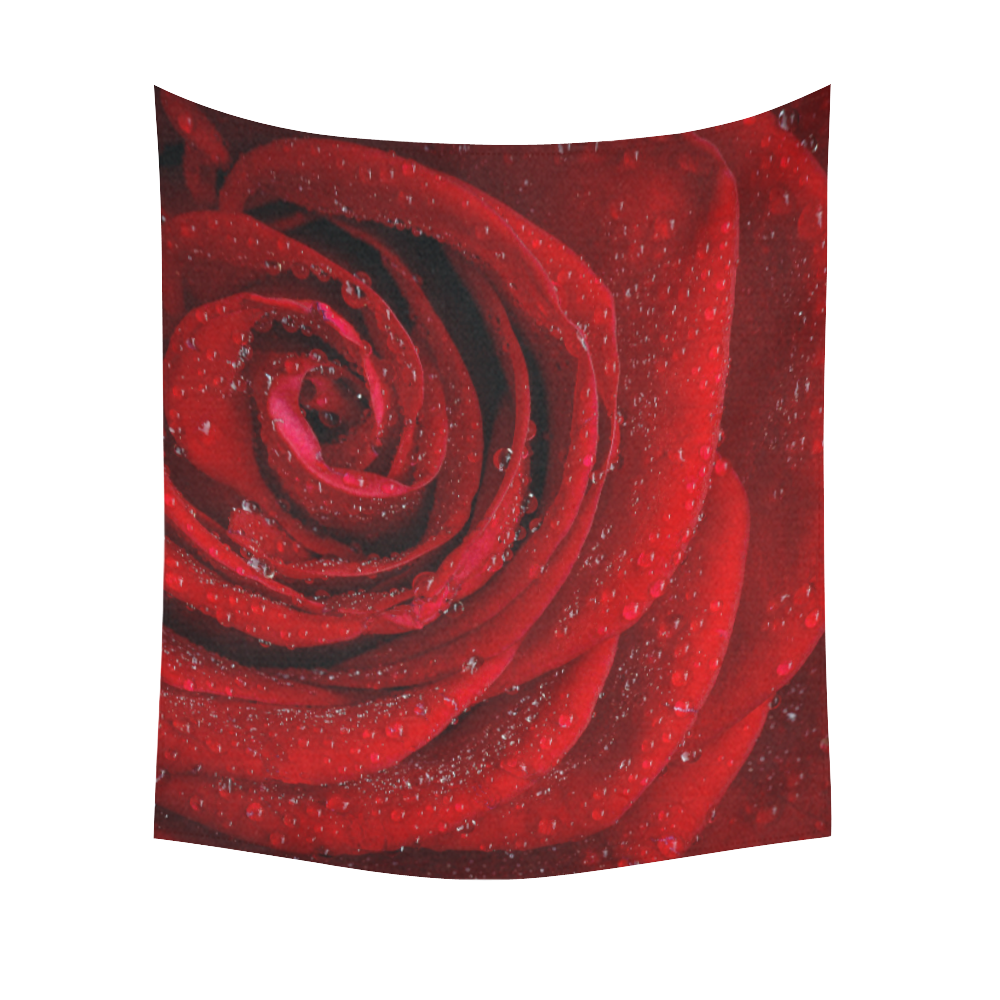 Red rosa Cotton Linen Wall Tapestry 51"x 60"