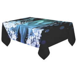 Awesome wolf with flowers Cotton Linen Tablecloth 60"x 104"
