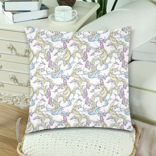 Girly Unicorn Custom Zippered Pillow Cases 18"x 18" (Twin Sides) (Set of 2)
