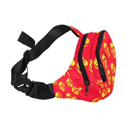 hot skulls, red yellow by JamColors Fanny Pack/Small (Model 1677)