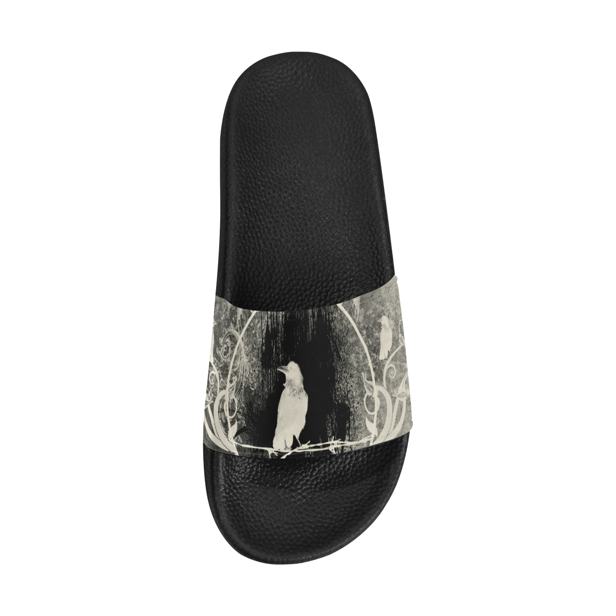 The crow with flowers, vintage design Men's Slide Sandals (Model 057)