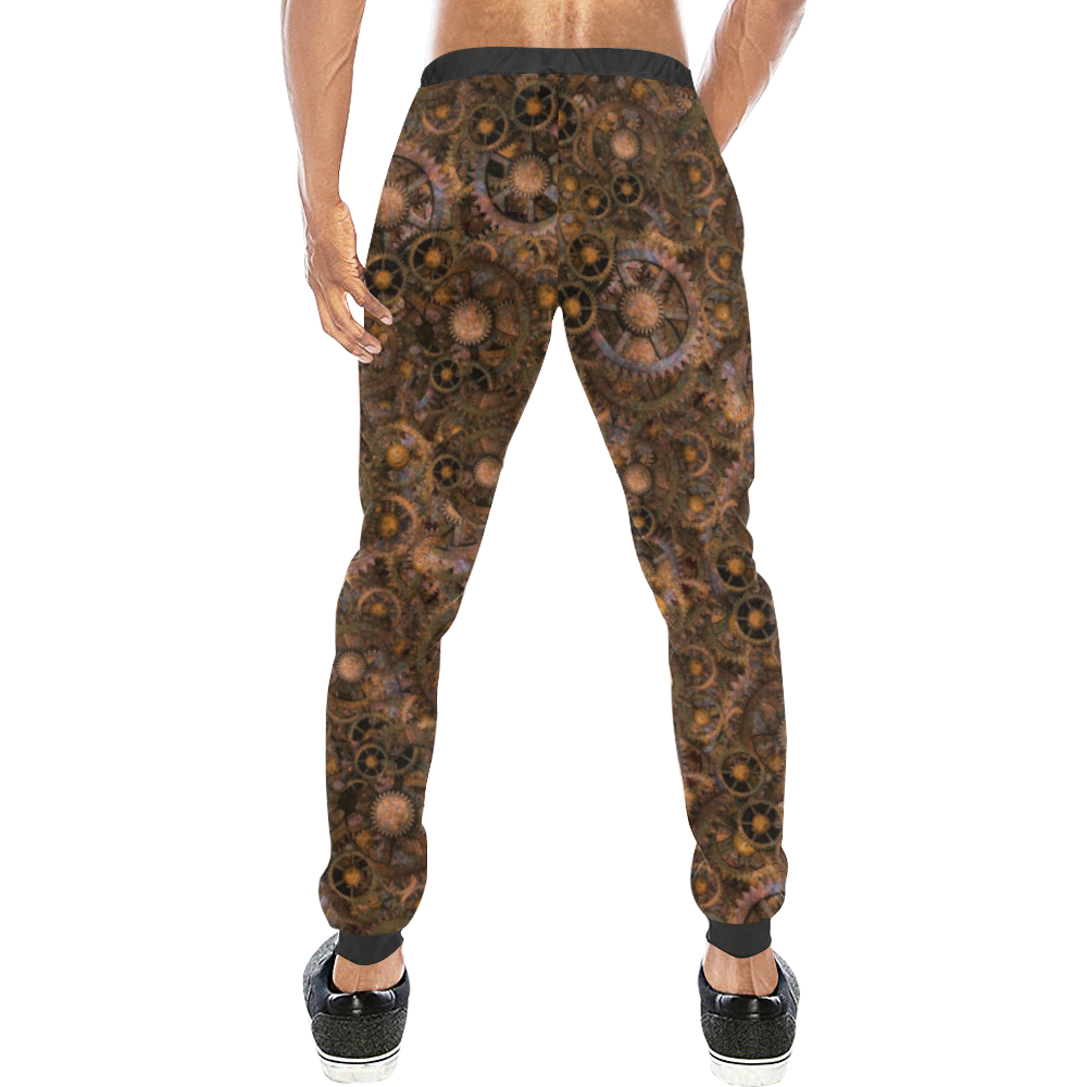 Steampunk Cogs up to 4XL Men's All Over Print Sweatpants/Large Size (Model L11)