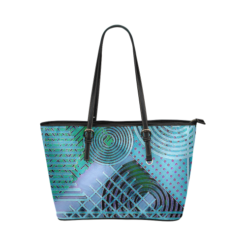 Squares & Circles BB Leather Tote Bag/Small (Model 1651)