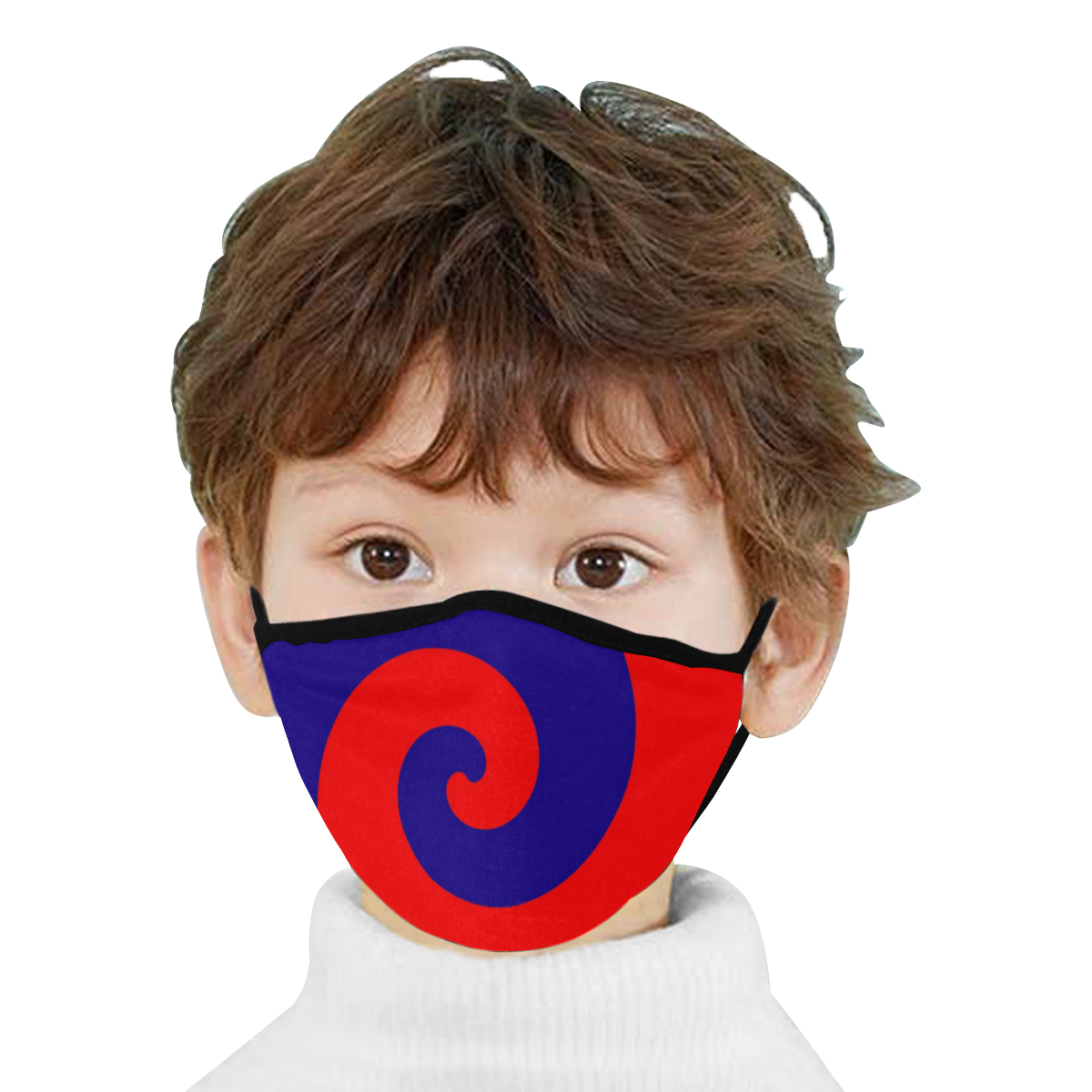Mod Hippie Red and Blue Curlicue Swirls Mouth Mask