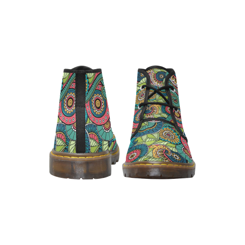 Mandala Pattern Women's Canvas Chukka Boots/Large Size (Model 2402-1)
