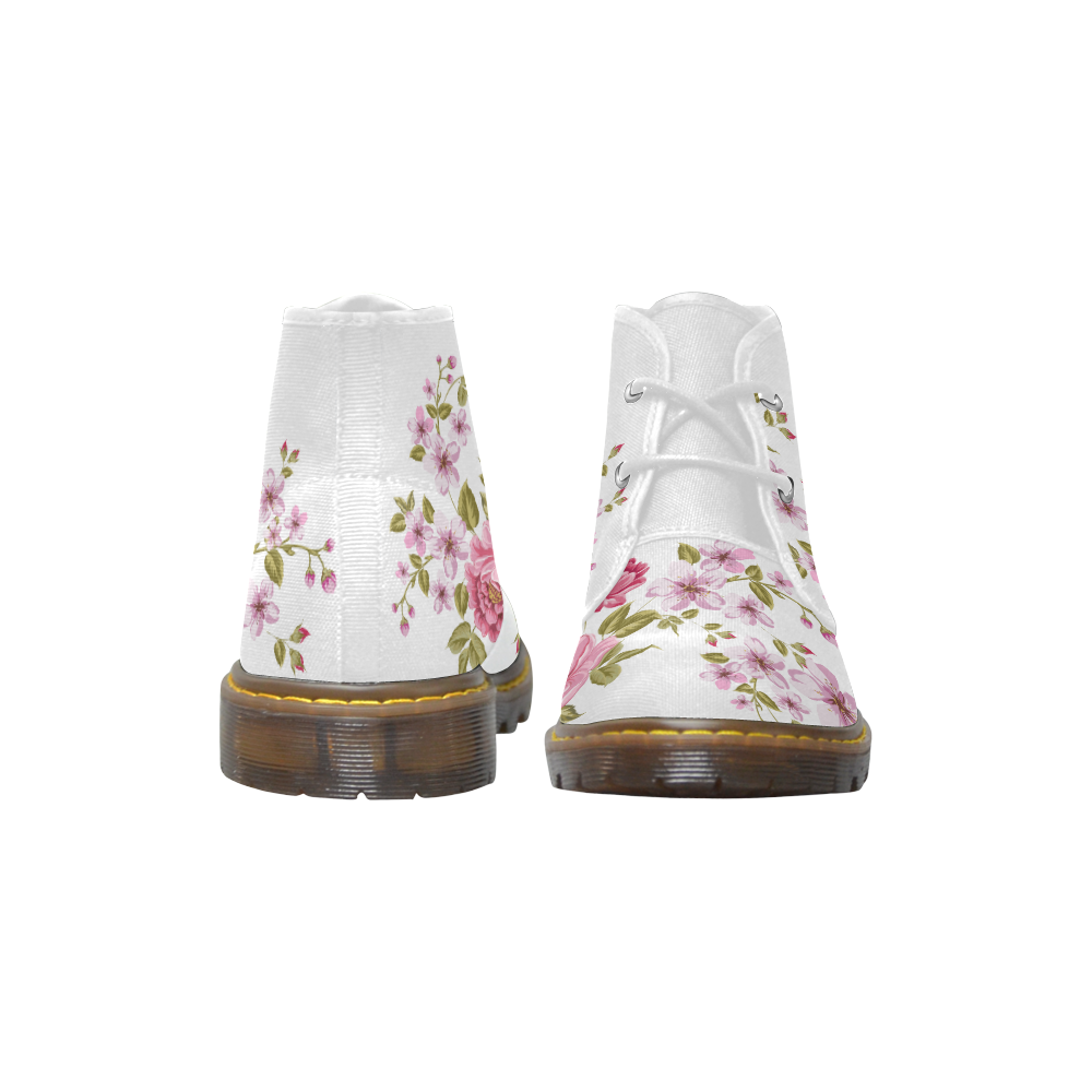 Pure Nature - Summer Of Pink Roses 1 Women's Canvas Chukka Boots (Model 2402-1)