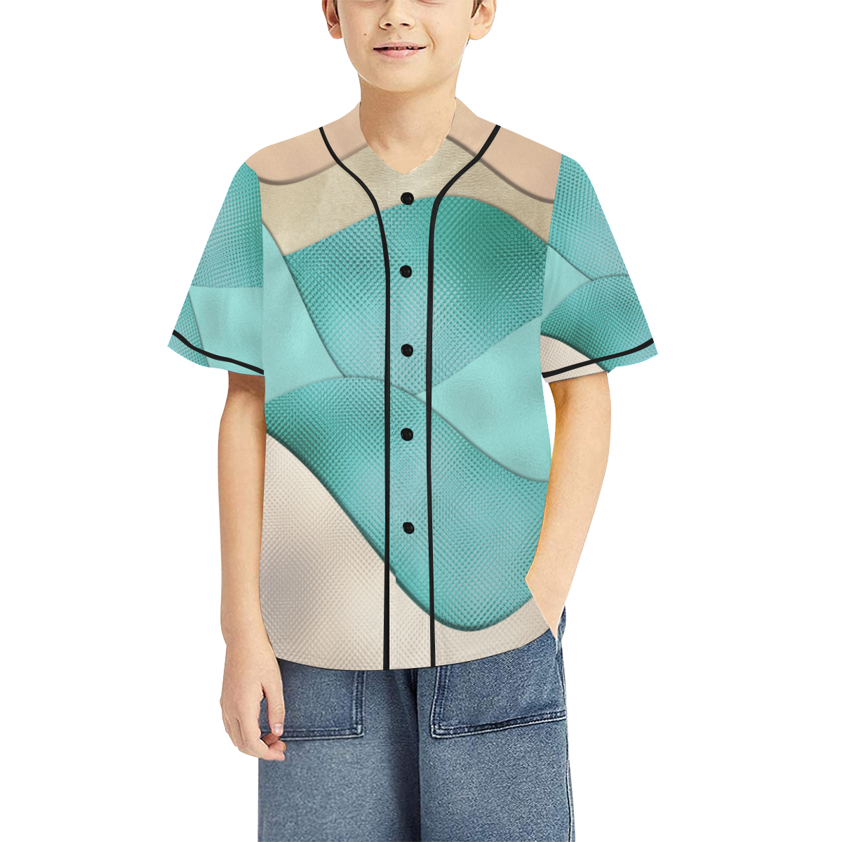 space 1 sm All Over Print Baseball Jersey for Kids (Model T50)