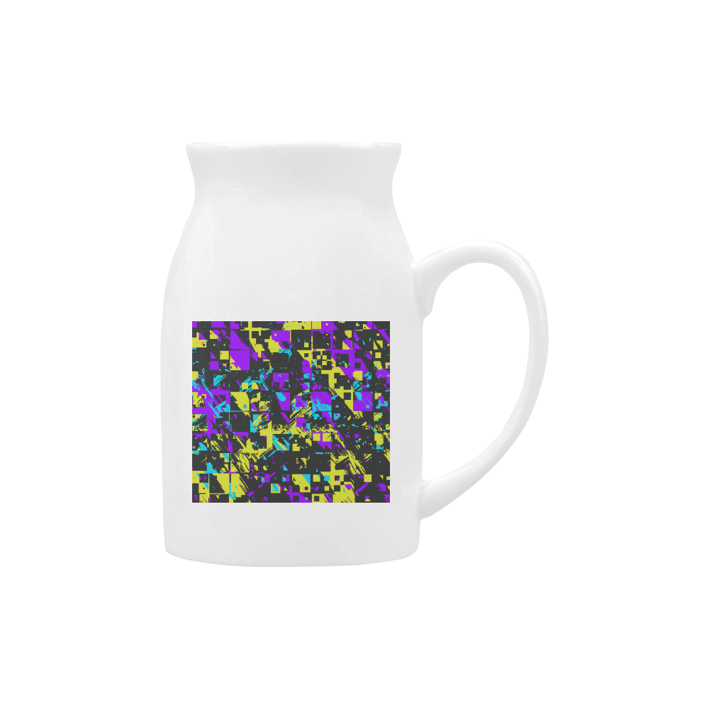 Purple yelllow squares Milk Cup (Large) 450ml