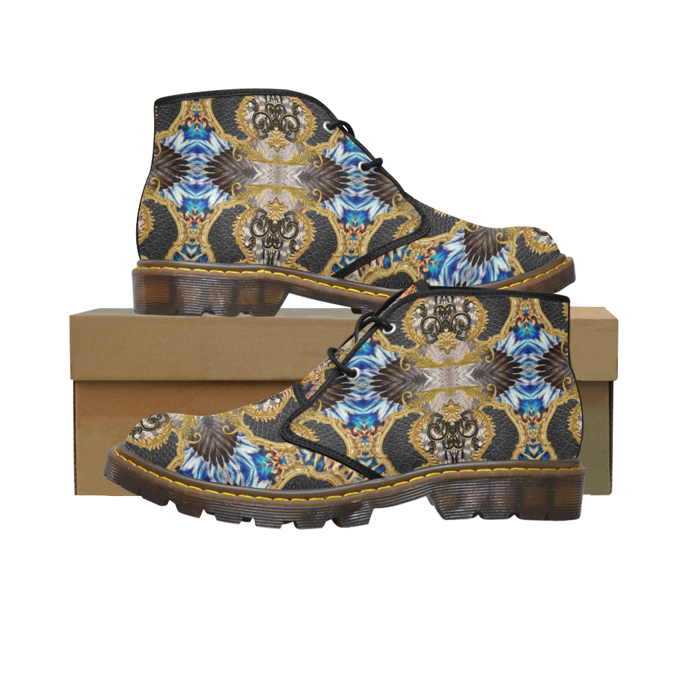 Luxury Abstract Design Women's Canvas Chukka Boots (Model 2402-1)