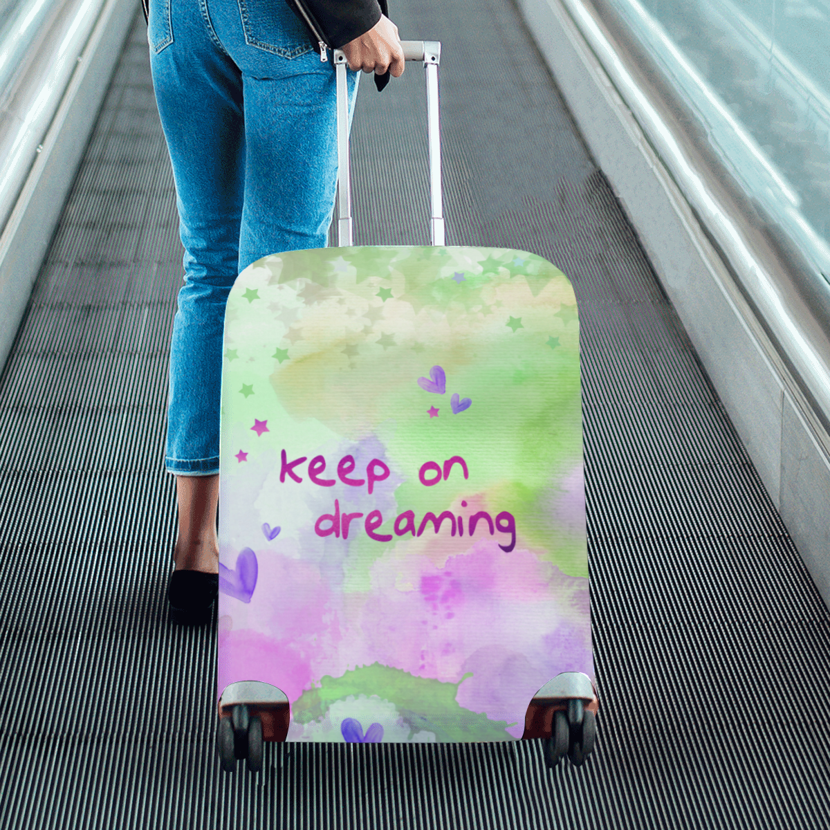 KEEP ON DREAMING - lilac and green Luggage Cover/Medium 22"-25"