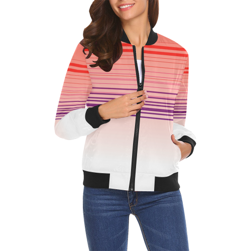 Design Jacket with wild Lines All Over Print Bomber Jacket for Women (Model H19)