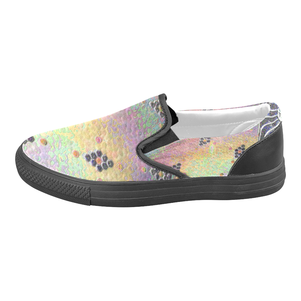 hexagon tile in rainbow colors 3 Slip-on Canvas Shoes for Men/Large Size (Model 019)