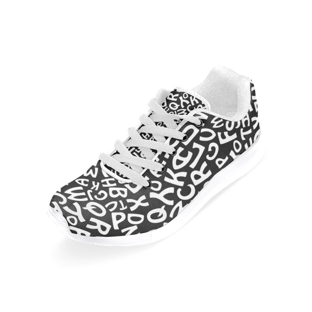 Alphabet Black and White Letters Men’s Running Shoes (Model 020)