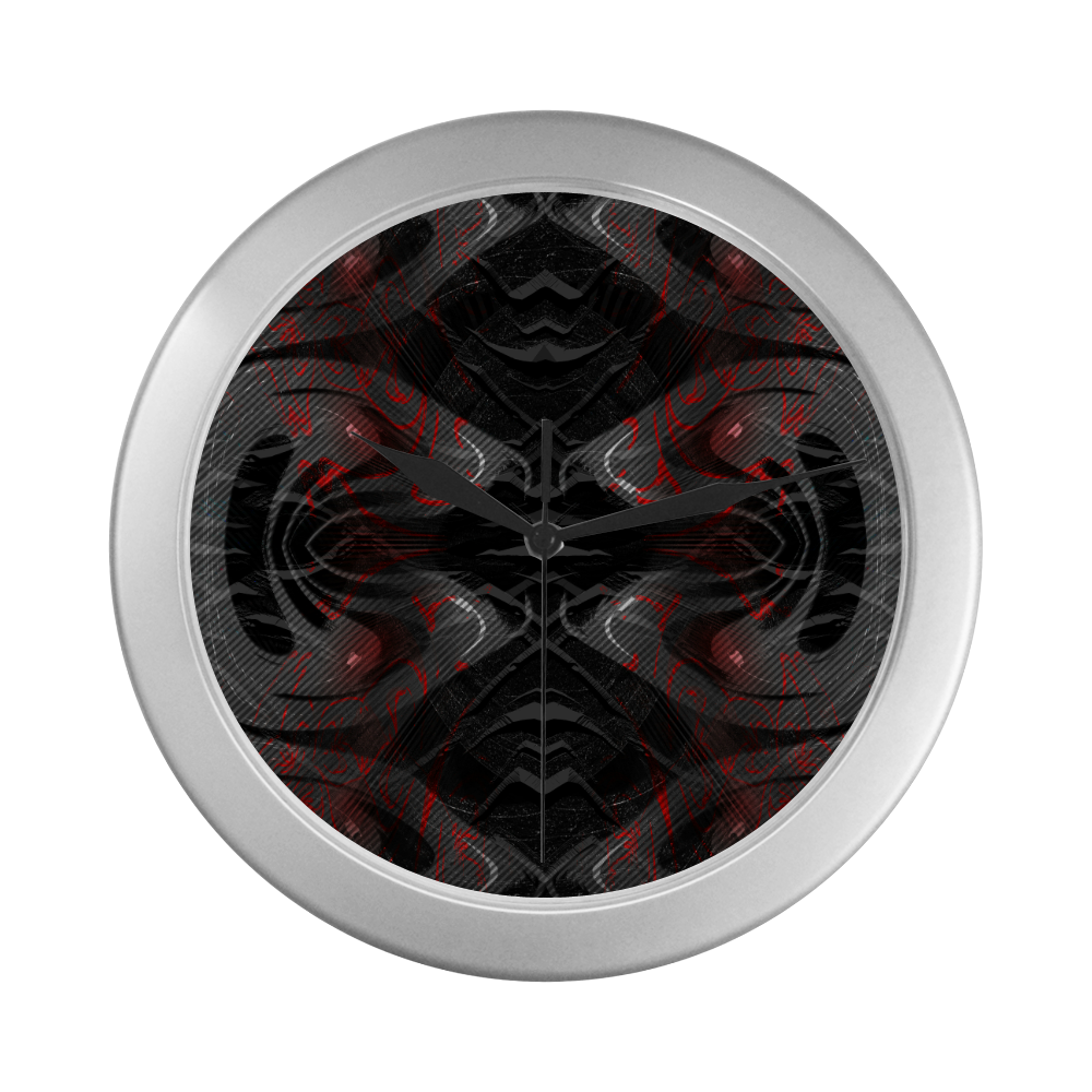 Red Dribled Voice Crew Silver Color Wall Clock