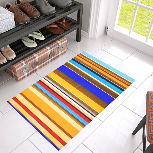Colorful abstract pattern stripe art Azalea Doormat 30" x 18" (Sponge Material)