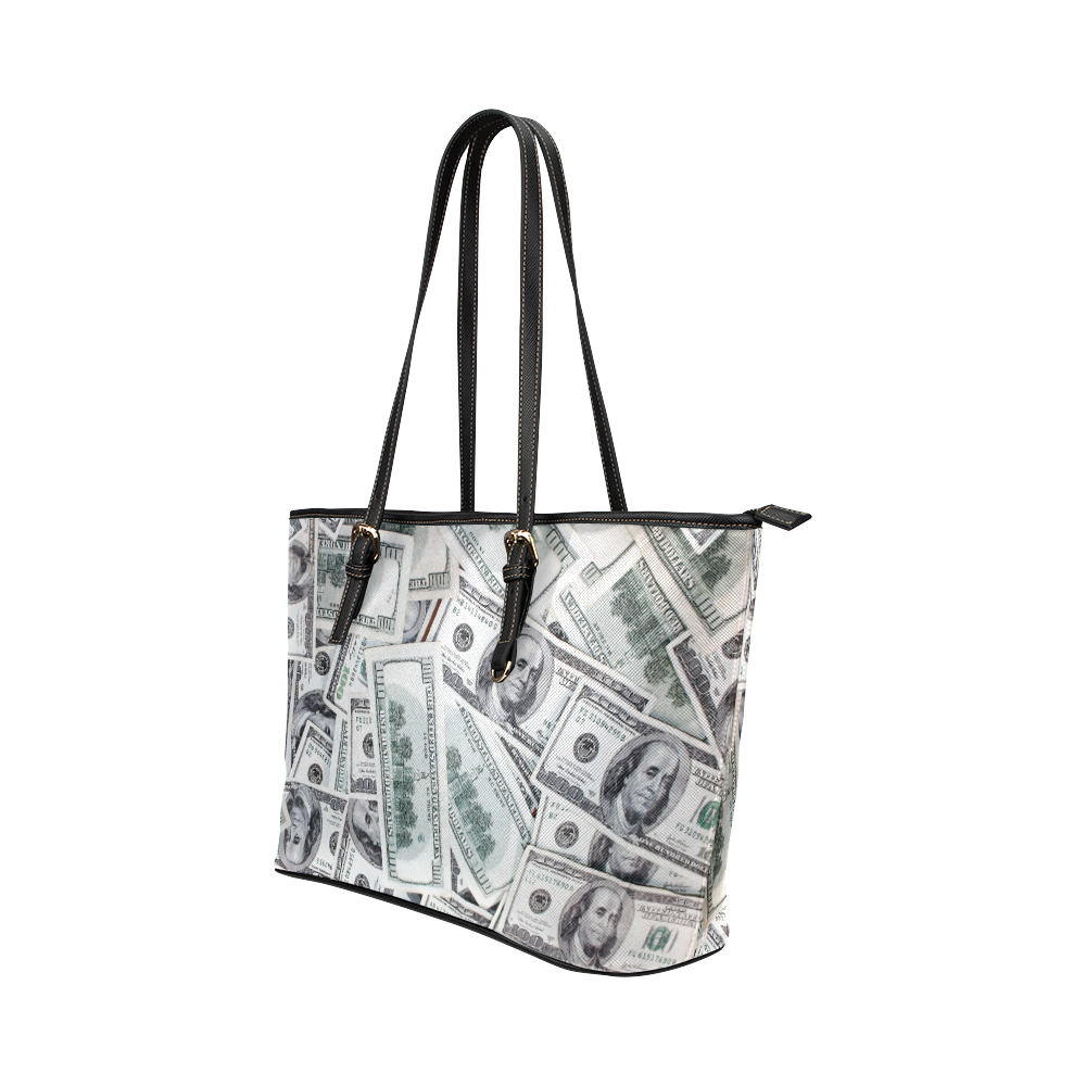 Cash Money / Hundred Dollar Bills Leather Tote Bag/Large (Model 1651)