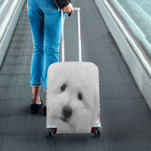 White Poodle Luggage Cover/Small 18"-21"