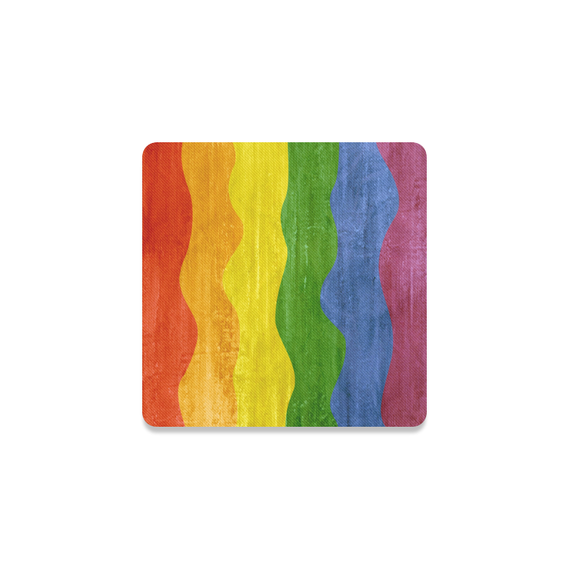 Gay Pride - Rainbow Flag Waves Stripes 3 Square Coaster