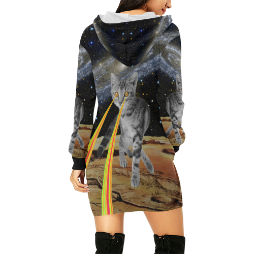 cat space 2 All Over Print Hoodie Mini Dress (Model H27)