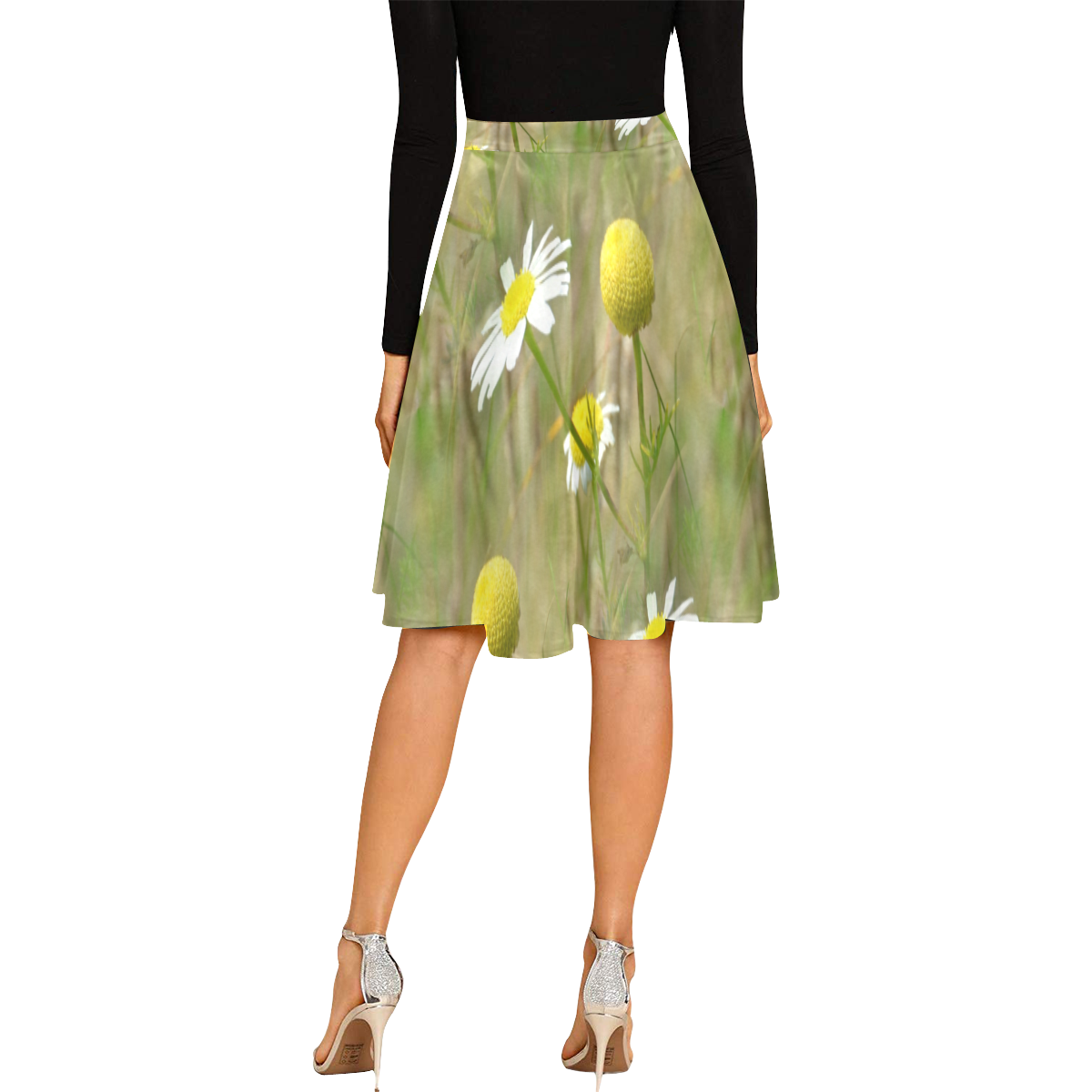 Daisy pattern skirt Melete Pleated Midi Skirt (Model D15)
