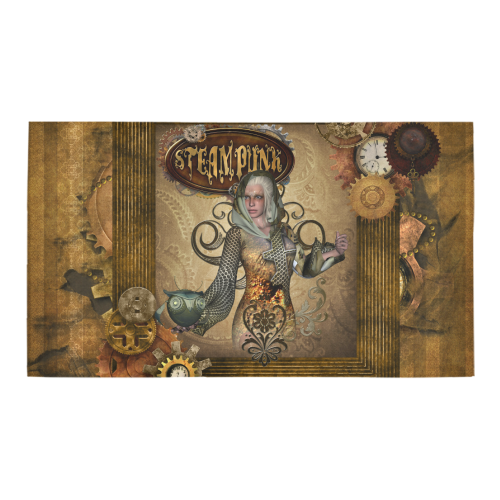 Steampunk lady with owl Bath Rug 16''x 28''